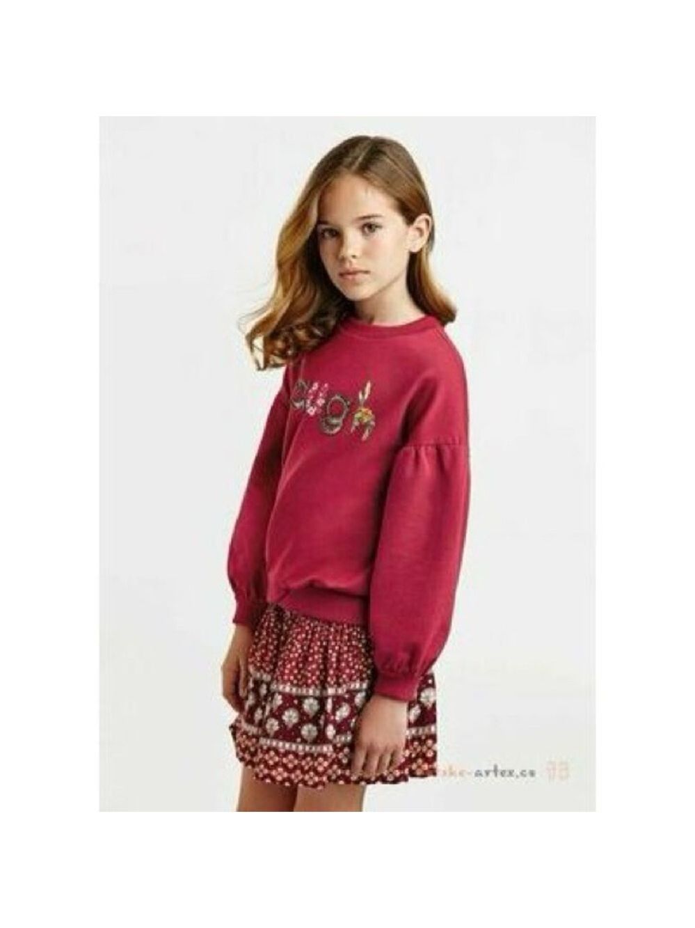 Mayoral Burgundy Kids Sweater with Floral Design